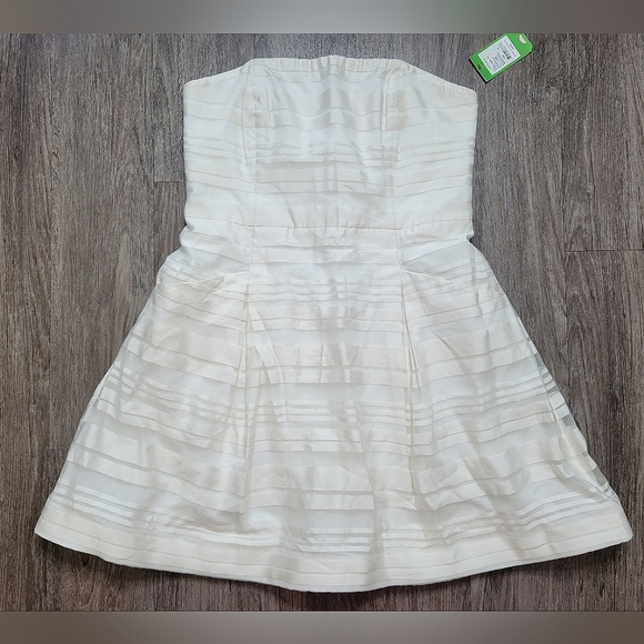 NWT Lilly Pulitzer Blossom Strapless Dress Resort White Wrapping Stripe Silk 14 - Picture 4 of 16